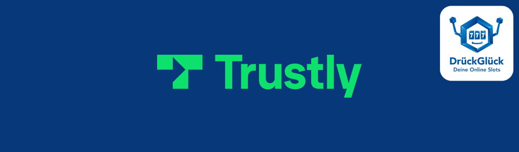 Trustly Logo vor blauem Hintergrund
